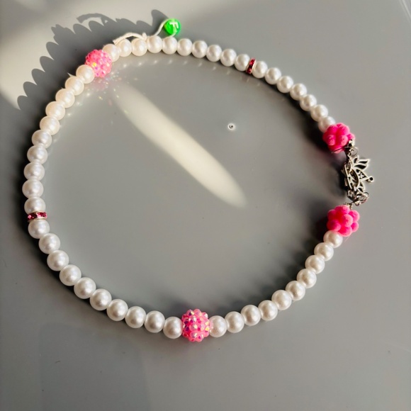 Pearl bead and bubble gum with lotus flower dog collar available S,M,L - Picture 3 of 3